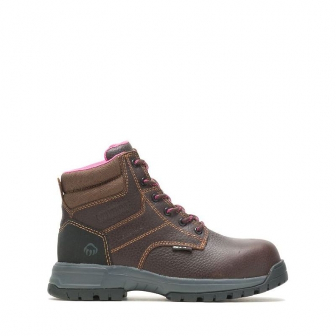 WOLVERINE CANADA WOMEN'S PIPER WATERPROOF COMPOSITE-TOE 6" WORK BOOT-Brown