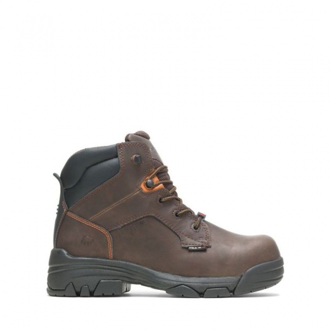 WOLVERINE CANADA MEN'S MERLIN WATERPROOF COMPOSITE-TOE 6" WORK BOOT-Brown