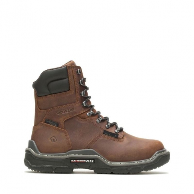 WOLVERINE CANADA MEN'S RAIDER DURASHOCKS WATERPROOF 8" MET-GUARD WORK BOOT-Peanut