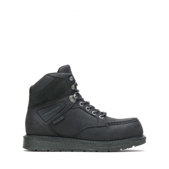 WOLVERINE CANADA MEN'S HELLCAT ULTRASPRING MOC TOE WEDGE 6" CARBONMAX WORK BOOT-Black